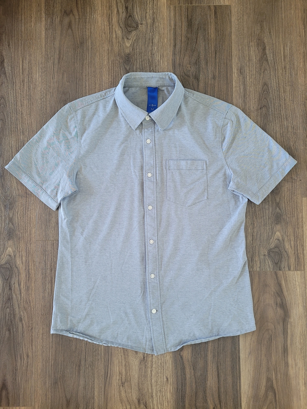 Kit&Ace Men's M Short-Sleeve Button-Up Shirt - Heathered Blue